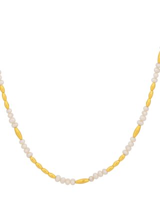 18K & 24K Yellow Gold Oyster Freshwater Pearl Collar Necklace, 18"