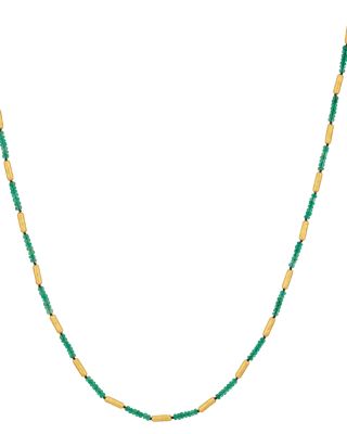 18K & 24K Yellow Gold Vertigo Emerald Gale Bead Collar Necklace, 16"