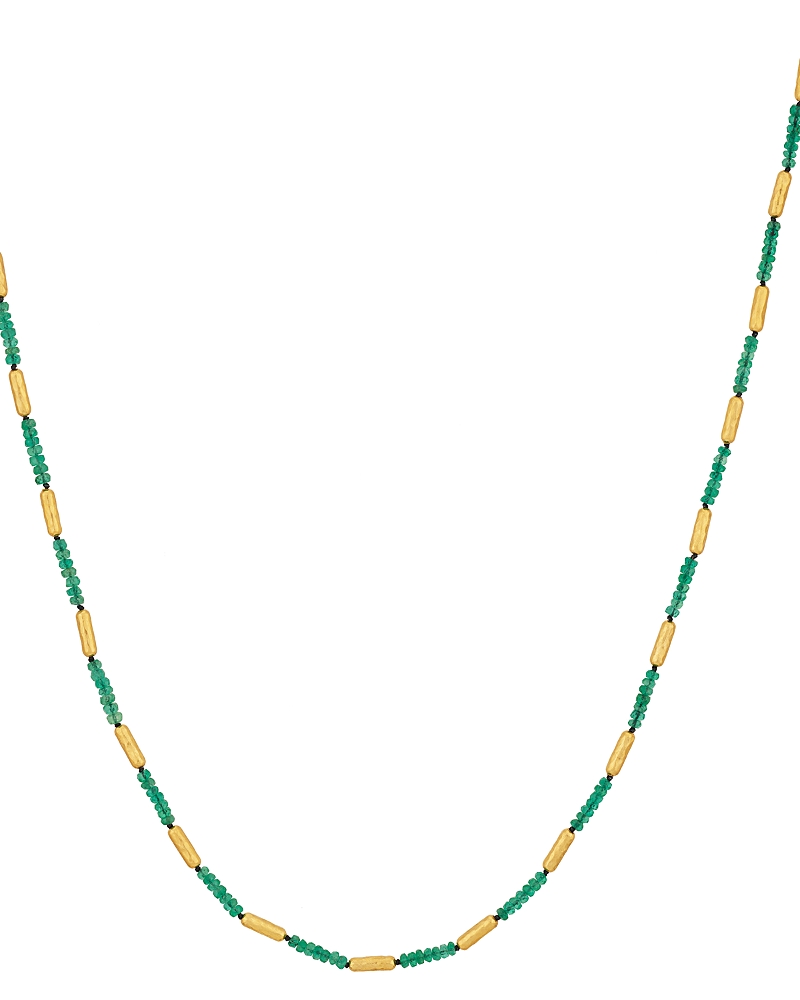 Gurhan 18K & 24K Yellow Gold Vertigo Emerald Gale Bead Collar Necklace, 16