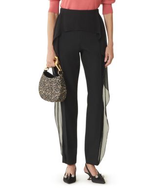 Lanvin Frilled Wool Pants In Black