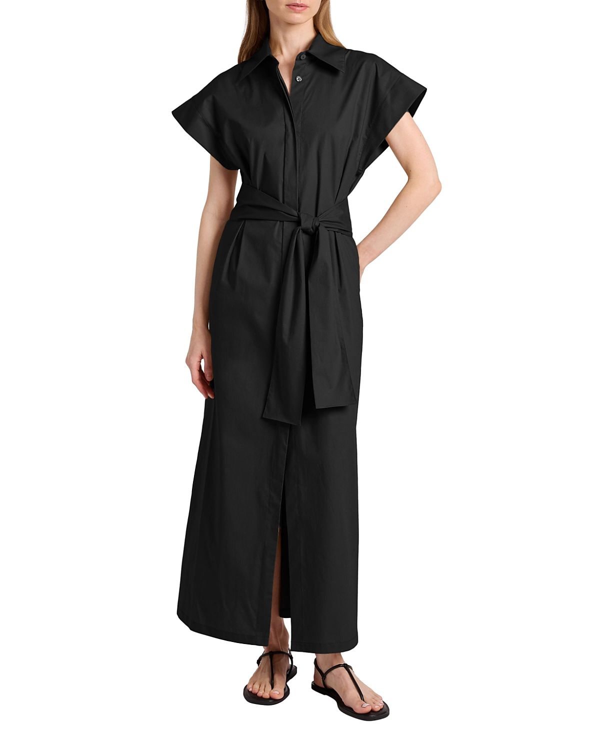 Santorelli Nisa Cap Sleeve Poplin Shirt Dress