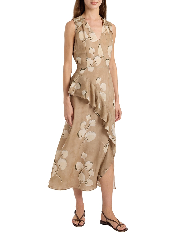 Santorelli Cona Midi Dress with Ruffle Panel