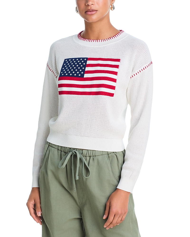 Aqua Whipstitch Flag Sweater - Exclusive