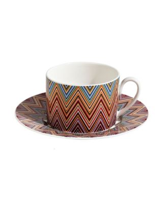  Zig Zag Tea Cup & Saucer, Set of 2