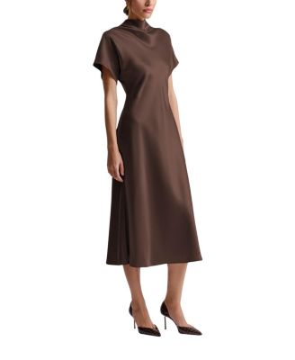  Alivia Short Sleeve Satin Midi Dress