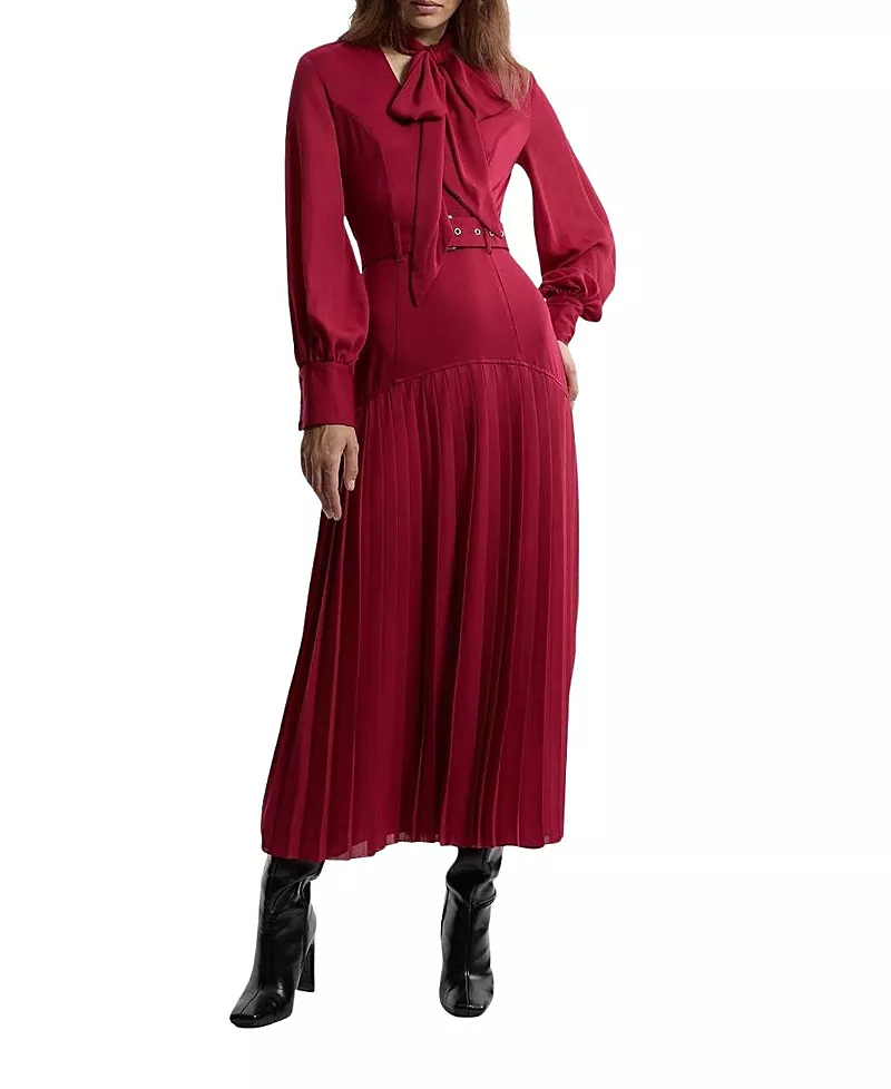 Karen Millen Jersey Ponte Georgette Mix Maxi Dress