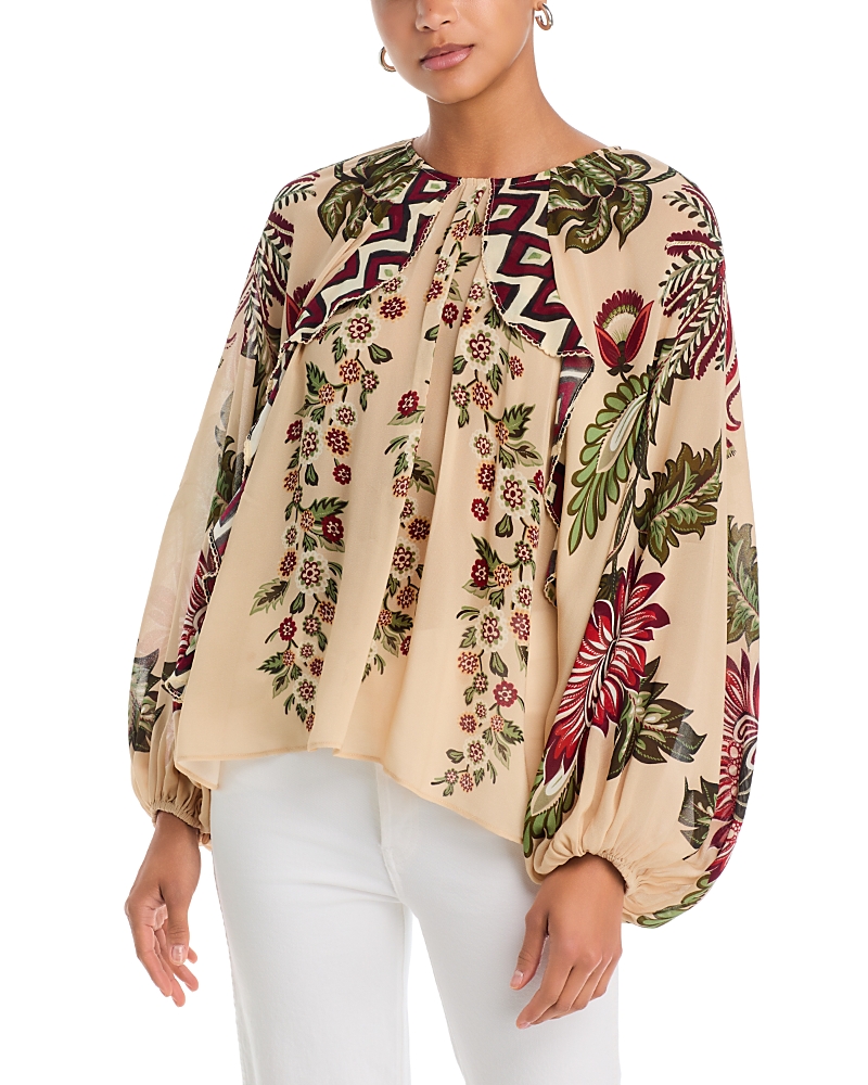 Farm Rio Ligia Floral Cascade Long Sleeve Blouse