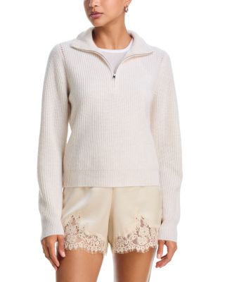 100% Cashmere Zip Neck Sweater - Exclusive