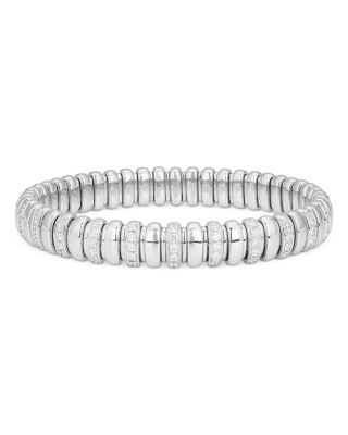 18K White Gold Diamond Canale Stretch Bracelet, 2.08 tcw