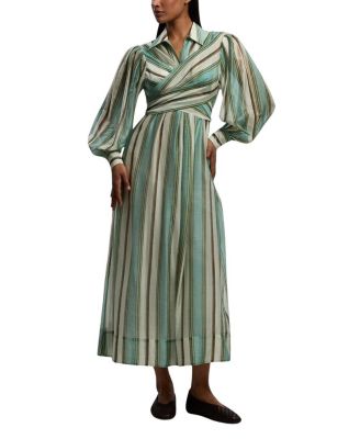 Stripe Organdie Wrap Shirt Dress