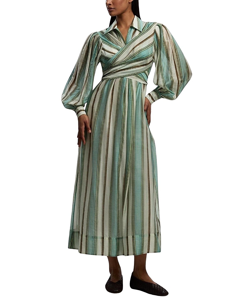 Karen Millen Stripe Organdie Wrap Shirt Dress