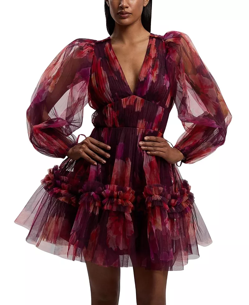 Karen Millen Tulle Balloon Sleeve Mini Dress