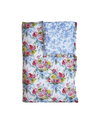 Coco & Wolf Liberty Fabric Bow Bouquet Blue & Regency Trail China Blue Reversible Ruffle-Edge Heirloom Quilt