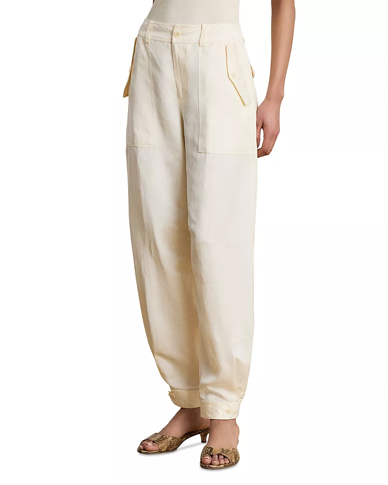 Lauren Ralph Lauren Shantung Barrel Cargo Ankle Pants