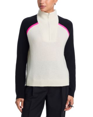 100% Cashmere Half Zip Mock Neck Sweater - Exclusive