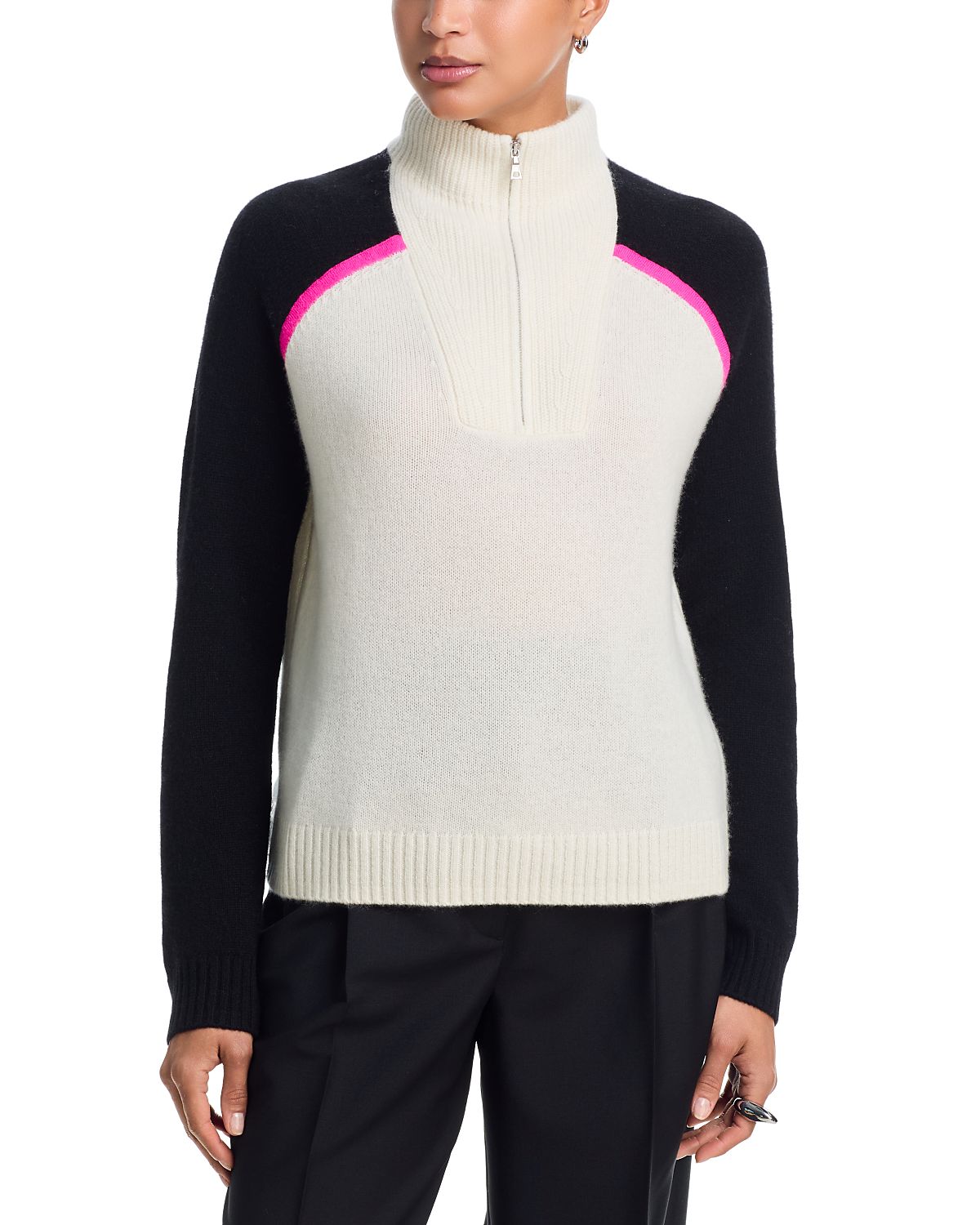 Aqua Half Zip Mock Neck Cashmere Sweater - Exclusive