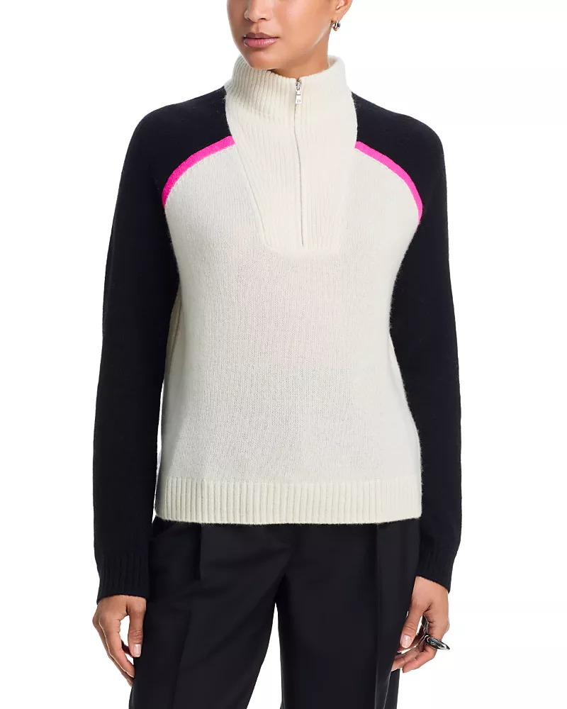 Aqua Half Zip Mock Neck Cashmere Sweater - Exclusive
