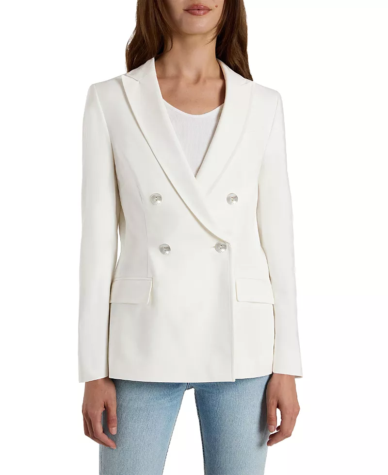 Santorelli Caryn Double-Breasted Blazer in Cotton Stretch