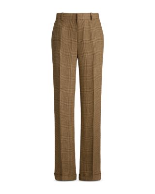 Glen Plaid Linen Relaxed Straight Pants