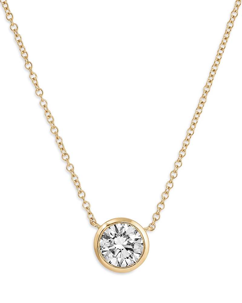 Ef Collection 14K Yellow Gold Lab Diamonds Lab Grown Diamond Bezel Pendant Necklace, 1.0 tcw