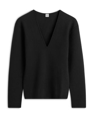 Compact Knit V Neck Top
