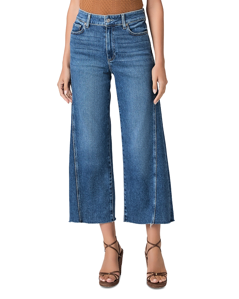 Paige Anessa Twisted Outseam High Rise Wide Ankle Jeans in Hollyhock