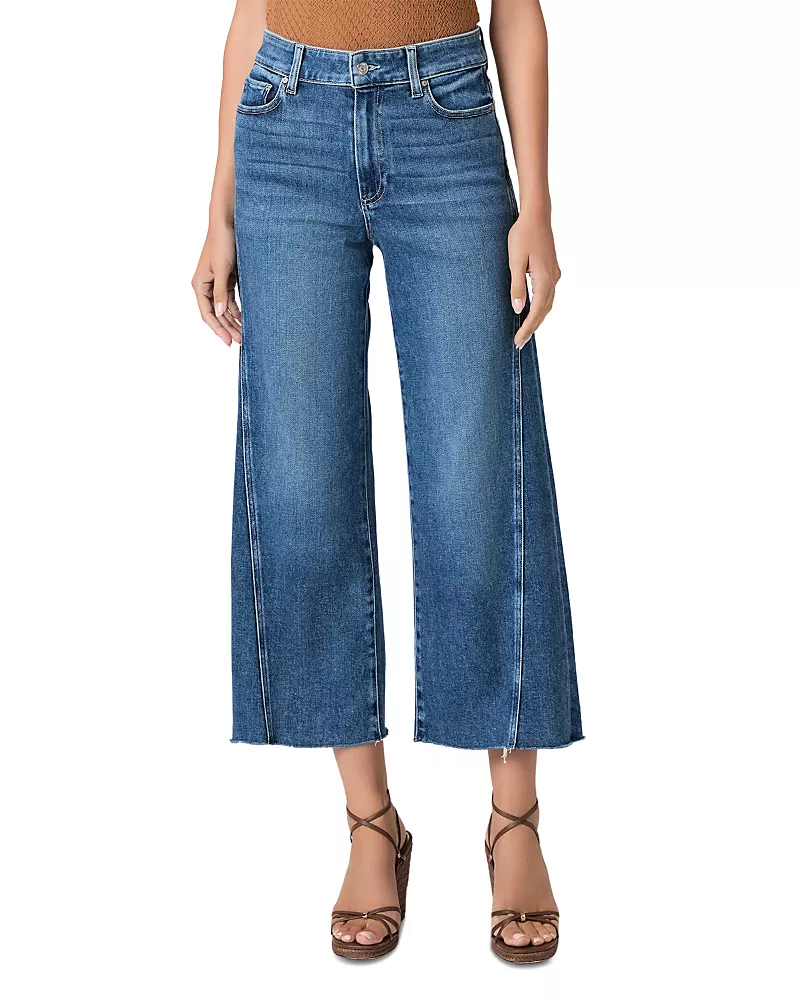 Paige Anessa Twisted Outseam High Rise Wide Ankle Jeans in Hollyhock