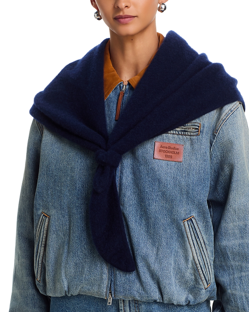 Aqua Brushed Cashmere Triangle Wrap - Exclusive In Navy
