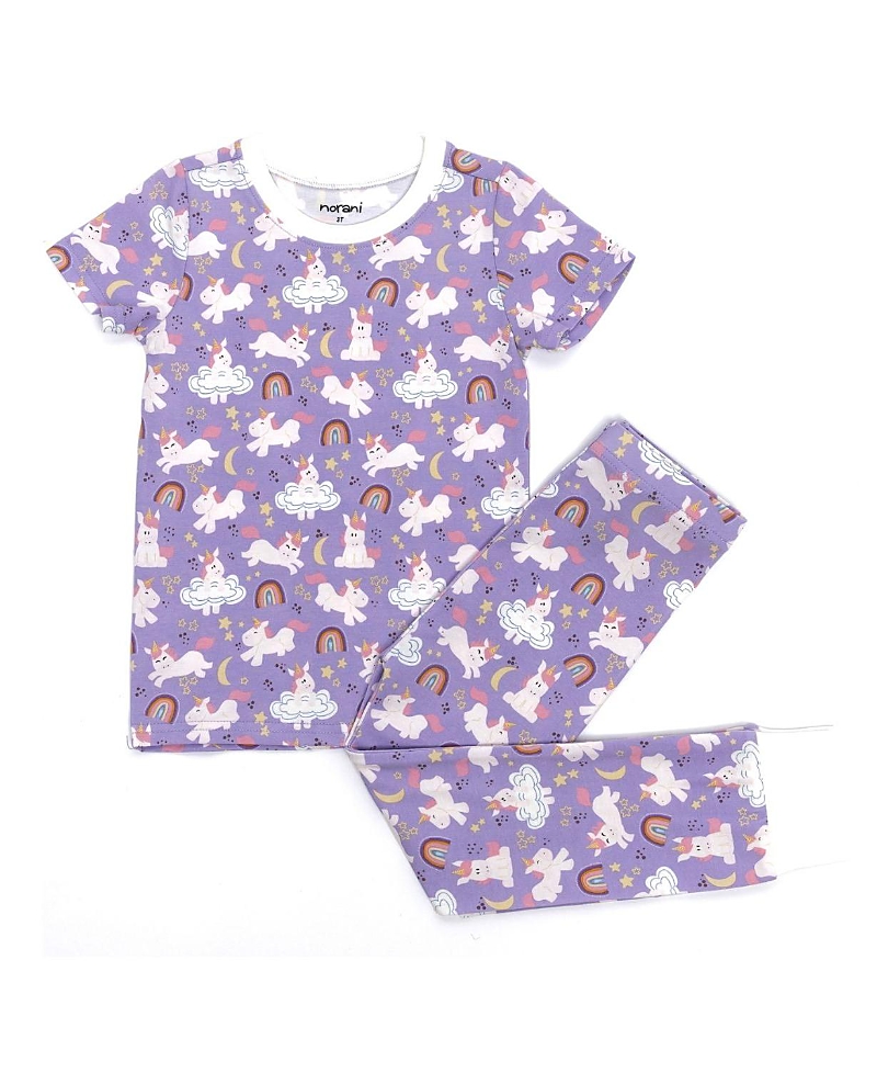 Norani Girls' Kids Organic Short Sleeve Two-Piece Pajama Set - Baby, Little Kid, Big Kid