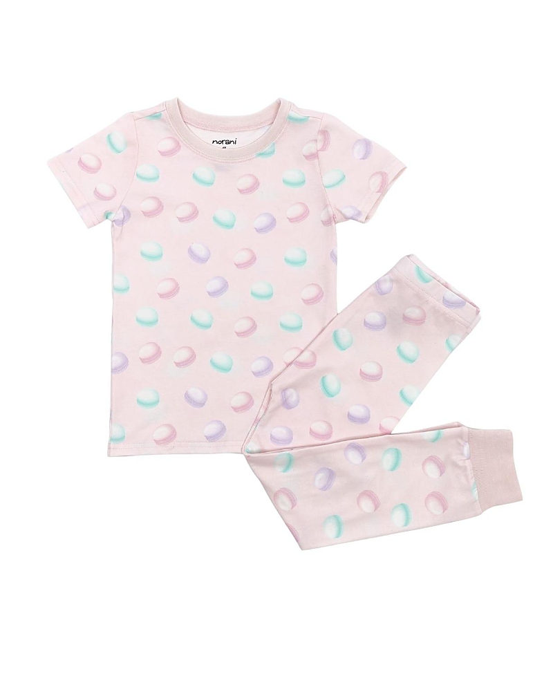 Norani Girls' Kids Organic Short Sleeve Two-Piece Pajama Set - Baby, Little Kid, Big Kid