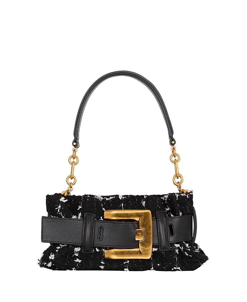 Balmain Mini Anthem Bag in Smooth Leather and Tweed
