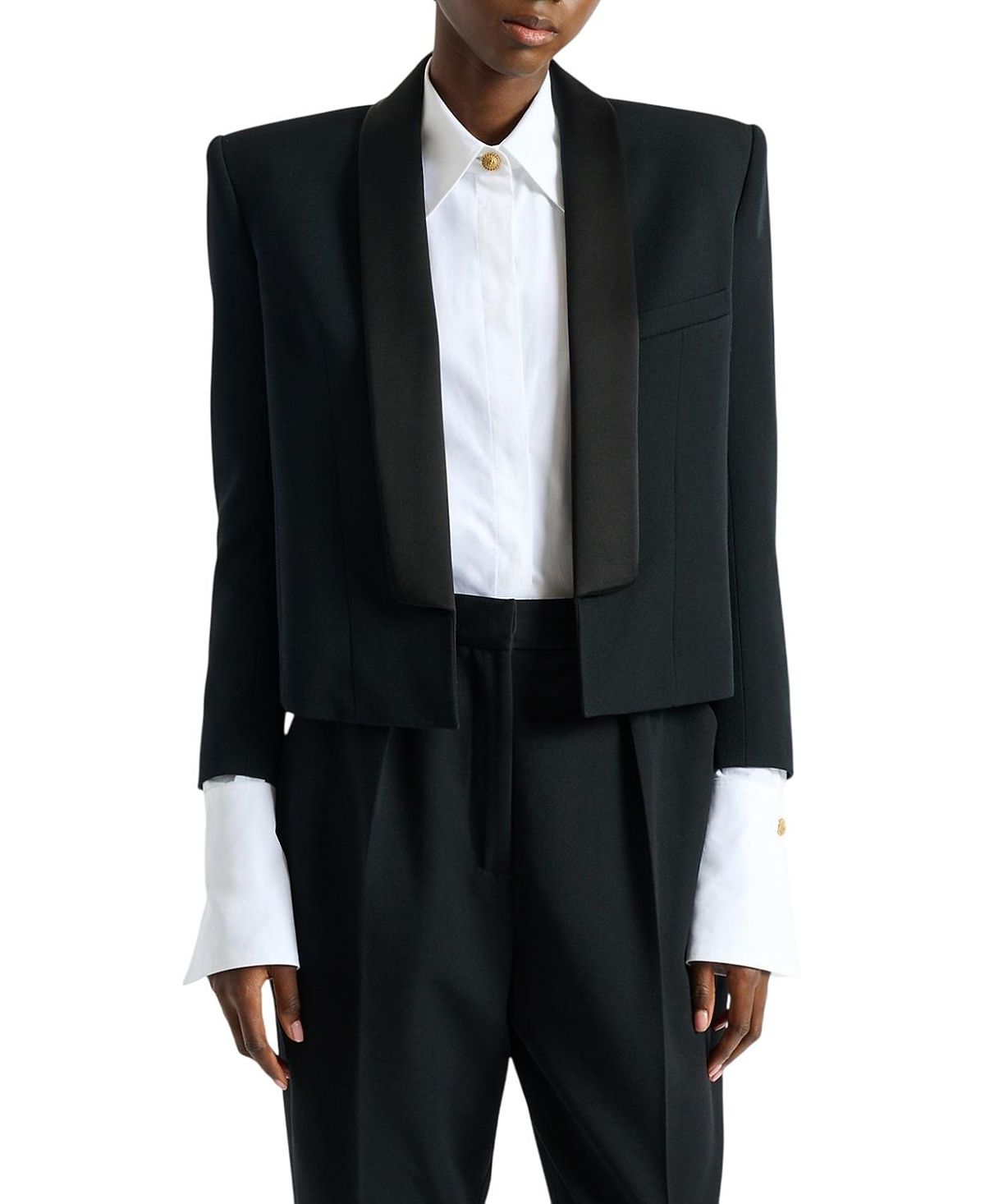 Balmain Cropped Grain De Poudre Jacket