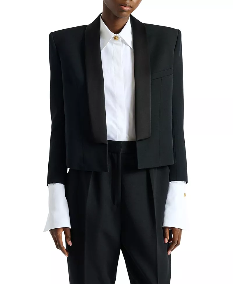 Balmain Cropped Grain De Poudre Jacket