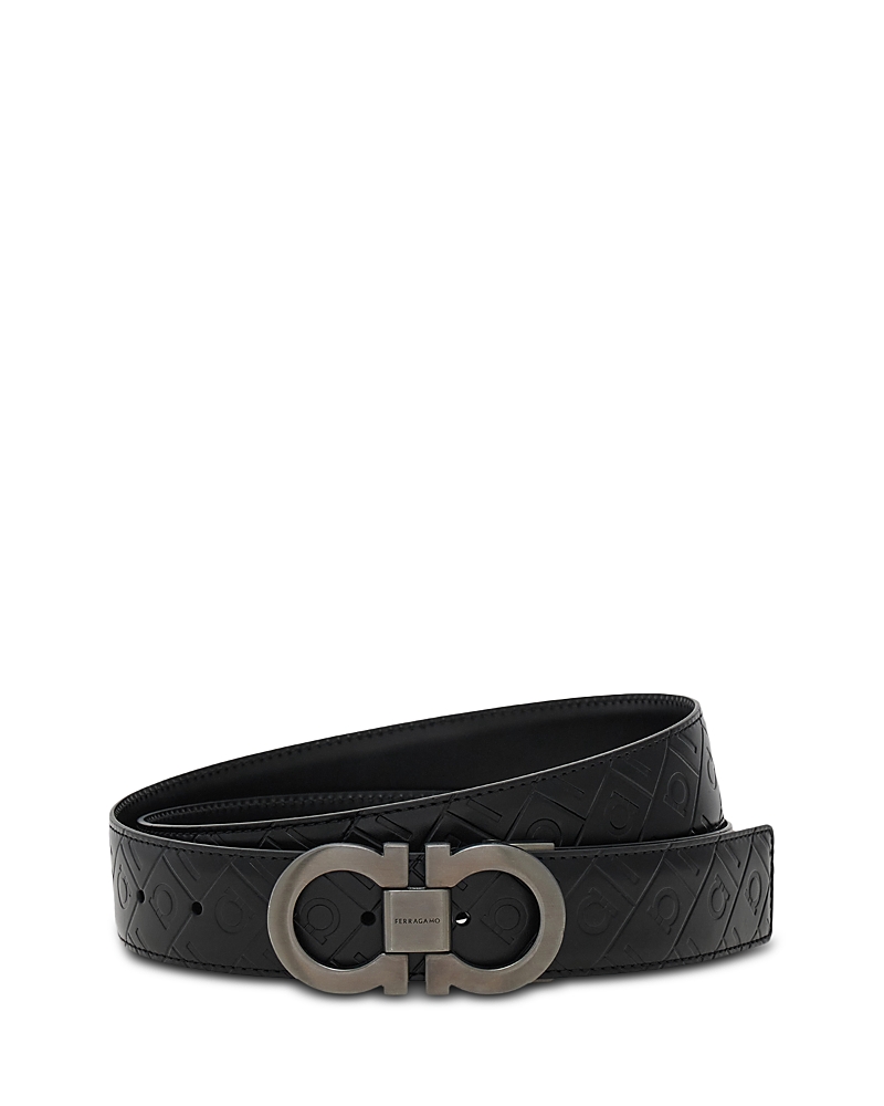 Ferragamo Men's Oversized Double Gancini Reversible Leather Belt