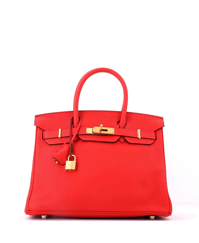 Pre-Owned HERMES Birkin 30 Handbag Red Togo with Gold Hardware