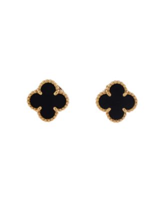  Sweet Alhambra Stud Earrings 18K Gold and Onyx
