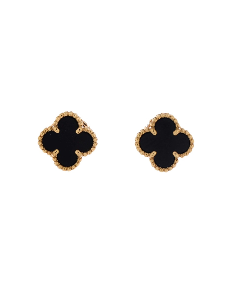 Pre-Owned Van Cleef & Arpels Sweet Alhambra Stud Earrings 18K Gold and Onyx