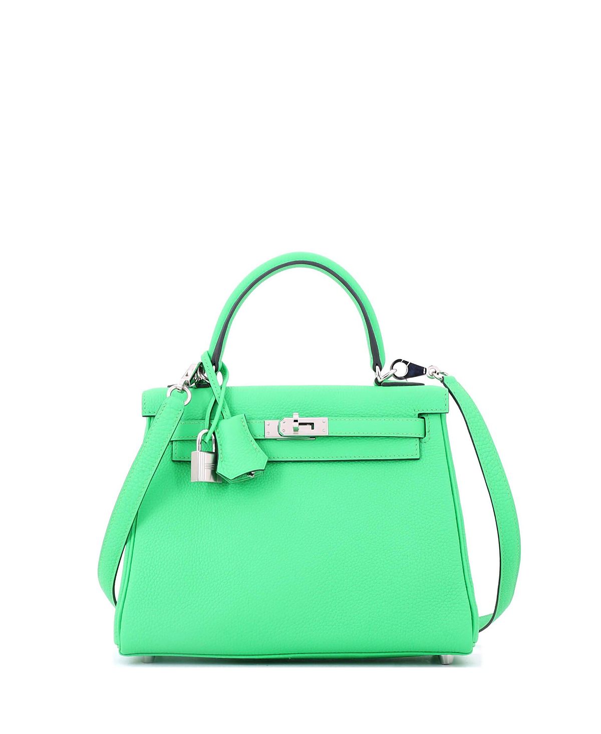 Pre-Owned HERMES Kelly 25 Handbag Green Togo with Palladium Hardware