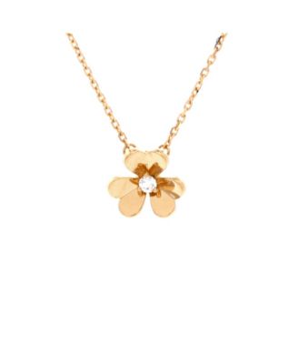  Mini Frivole Pendant Necklace 18K Gold and Diamond, 15.75"