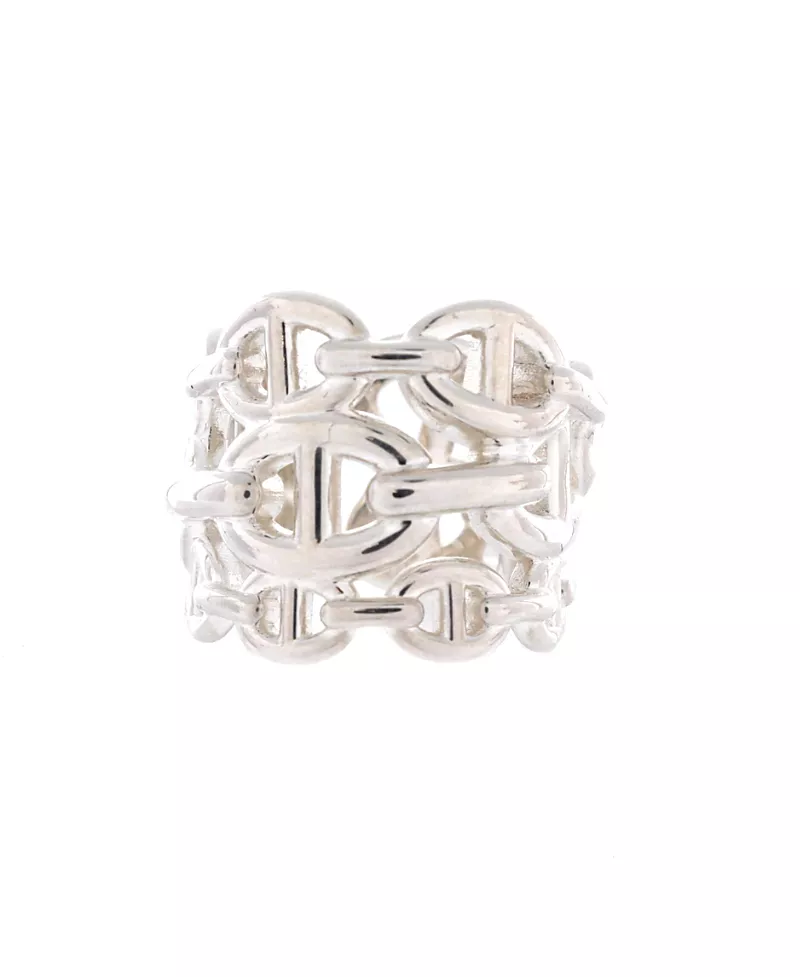 Pre-Owned HERMES Gm Chaine d'Ancre Enchainee Ring Sterling Silver