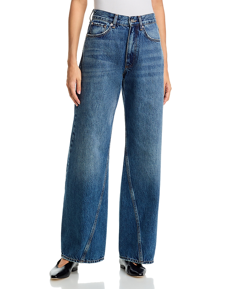 Anine Bing Brie High Rise Jeans in Washed Blue