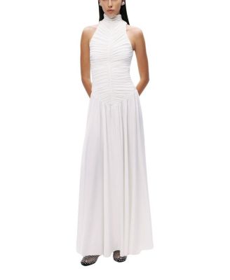 Nocturne Ruched High-Neck Maxi Dress