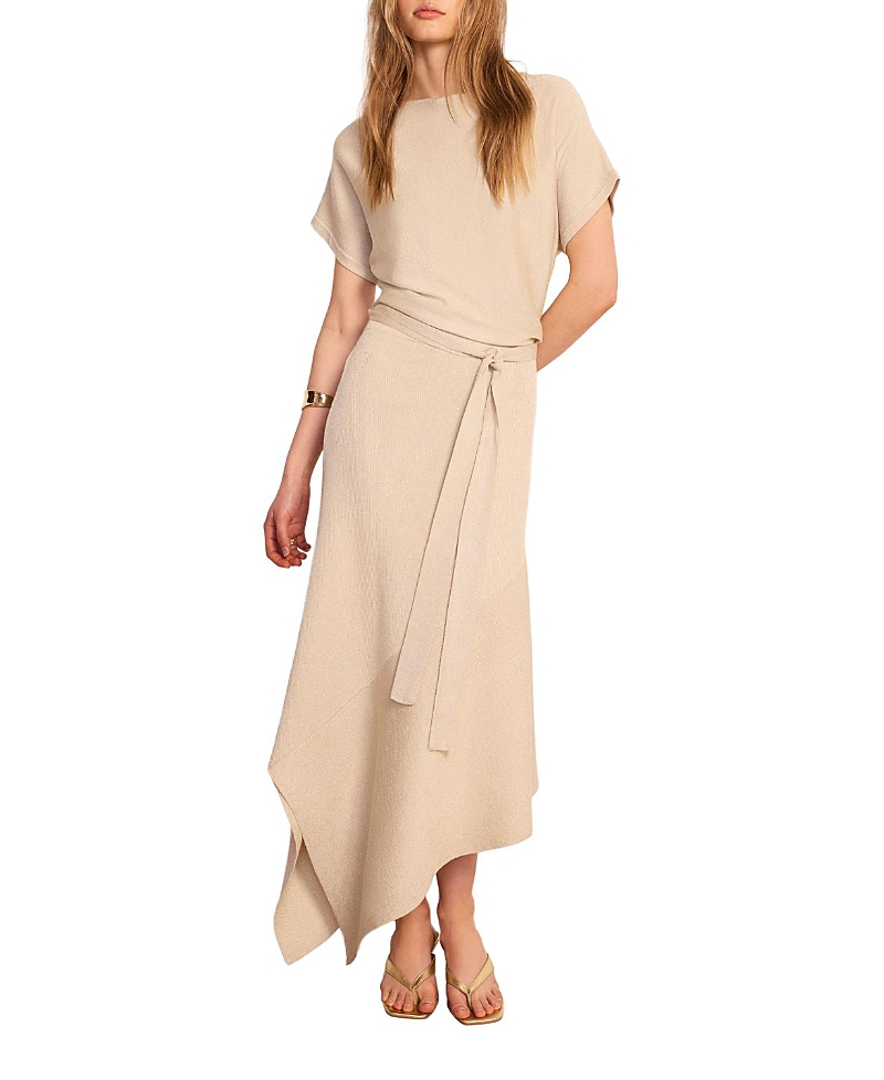 Mint Velvet Women's Metallic Asymmetric Knit Midi Dress