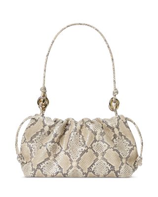 Snake Embossed Leather Shoulder Bag