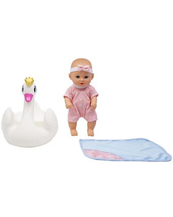 10 Inch Bath Time Baby Doll with Swan, Ages 2+