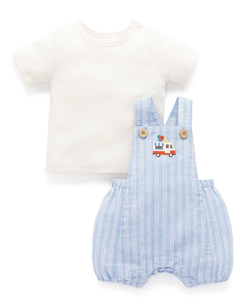 Purebaby Boys' Short Leg Overall Set - Baby