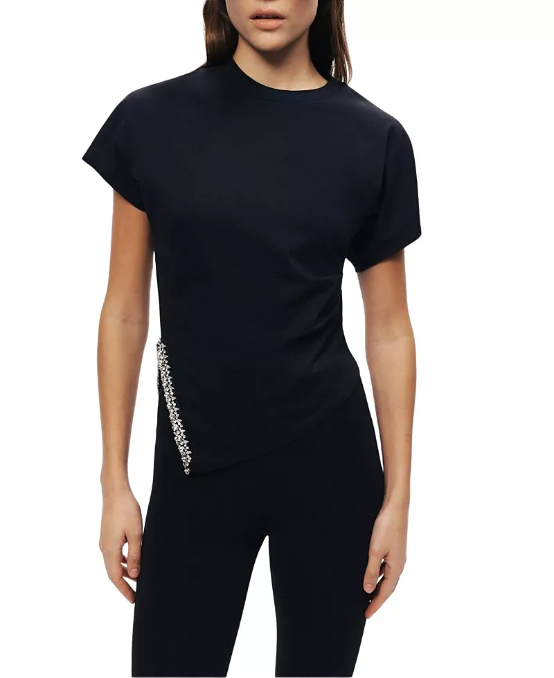 Nocturne Embellished Asymmetric T-Shirt