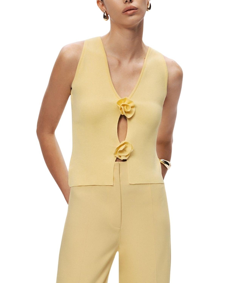 Nocturne Floral Cut-Out Knit Top