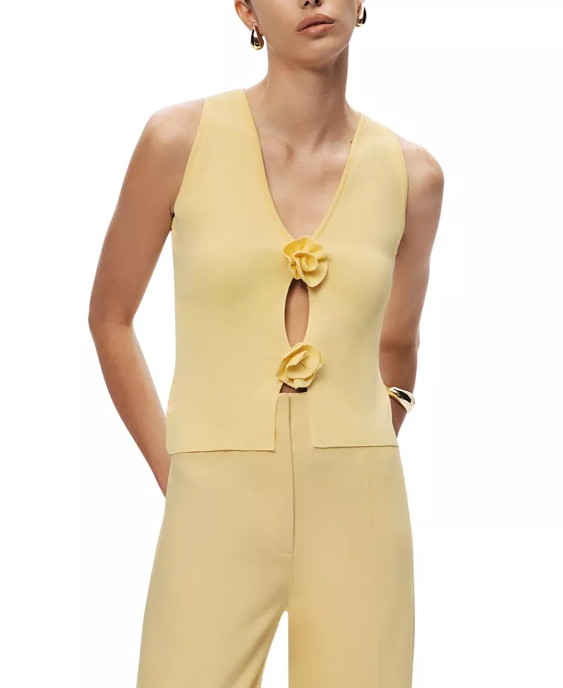 Nocturne Floral Cut-Out Knit Top