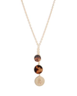 Lauren Ralph Lauren Tortoise & Logo Coin Lariat Necklace, 16-19"